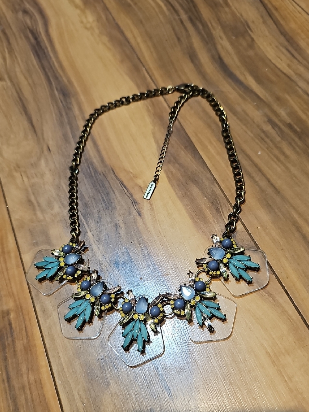 BaubleBar Jada bib necklace Statement Teal & Gold Floral Bib Necklace